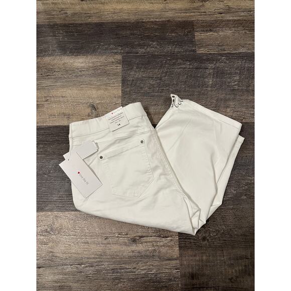 Intro Love Women's White Stretch Tommy Control Waist Pull On Cropped Pant 14 NWT - Picture 2 of 5